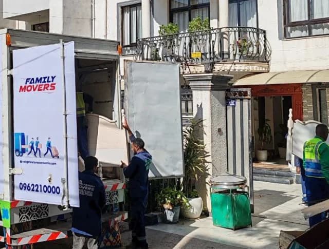Loading during a residential move in Addis Ababa.